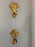 Load image into Gallery viewer, KEPT London Stock Pair of giltwood fan wall sconces
