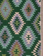Load image into Gallery viewer, KEPT London Stock Pair of green and peach kilim style rugs
