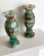 Load image into Gallery viewer, KEPT London Stock Pair of green checkered onyx vases
