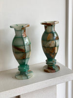 Load image into Gallery viewer, KEPT London Stock Pair of green checkered onyx vases
