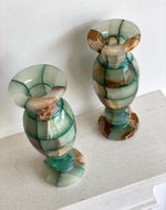 Load image into Gallery viewer, KEPT London Stock Pair of green checkered onyx vases
