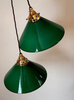 Load image into Gallery viewer, KEPT London Stock Pair of green glass pendant lampshades
