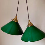 Load image into Gallery viewer, KEPT London Stock Pair of green glass pendant lampshades
