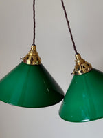 Load image into Gallery viewer, KEPT London Stock Pair of green glass pendant lampshades
