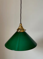 Load image into Gallery viewer, KEPT London Stock Pair of green glass pendant lampshades
