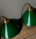 Load image into Gallery viewer, KEPT London Stock Pair of green glass pendant lampshades
