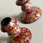 Load image into Gallery viewer, KEPT London Stock Pair of Kashmiri red lacquer candlesticks
