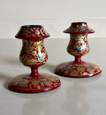 Load image into Gallery viewer, KEPT London Stock Pair of Kashmiri red lacquer candlesticks
