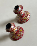 Load image into Gallery viewer, KEPT London Stock Pair of Kashmiri red lacquer candlesticks
