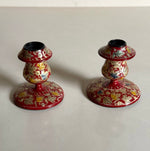Load image into Gallery viewer, KEPT London Stock Pair of Kashmiri red lacquer candlesticks
