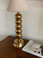Load image into Gallery viewer, KEPT London Stock Pair of large brass bobbin table lamps
