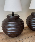 Load image into Gallery viewer, KEPT London Stock Pair of large brown ceramic lamps, Fogia
