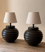 Load image into Gallery viewer, KEPT London Stock Pair of large brown ceramic lamps, Fogia
