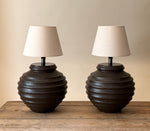 Load image into Gallery viewer, KEPT London Stock Pair of large brown ceramic lamps, Fogia
