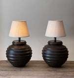 Load image into Gallery viewer, KEPT London Stock Pair of large brown ceramic lamps, Fogia
