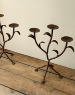 Load image into Gallery viewer, KEPT London Stock Pair of leaf iron triple candle holders
