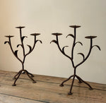 Load image into Gallery viewer, KEPT London Stock Pair of leaf iron triple candle holders
