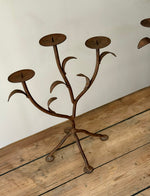 Load image into Gallery viewer, KEPT London Stock Pair of leaf iron triple candle holders

