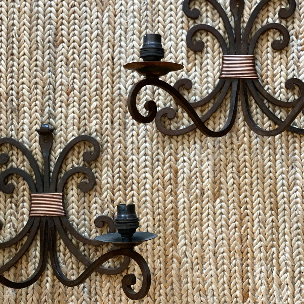KEPT London Stock Pair of metal twisted wall lights
