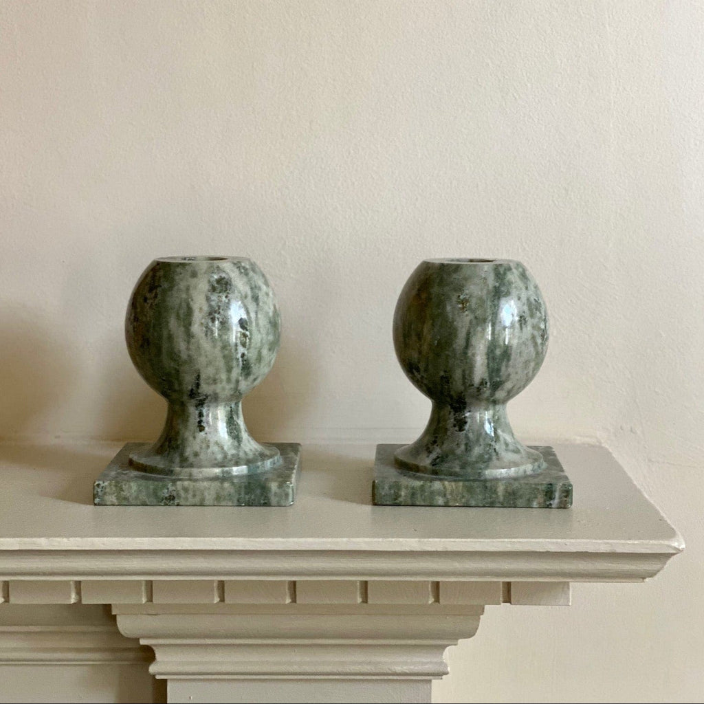 KEPT London Stock Pair of onyx candle holders