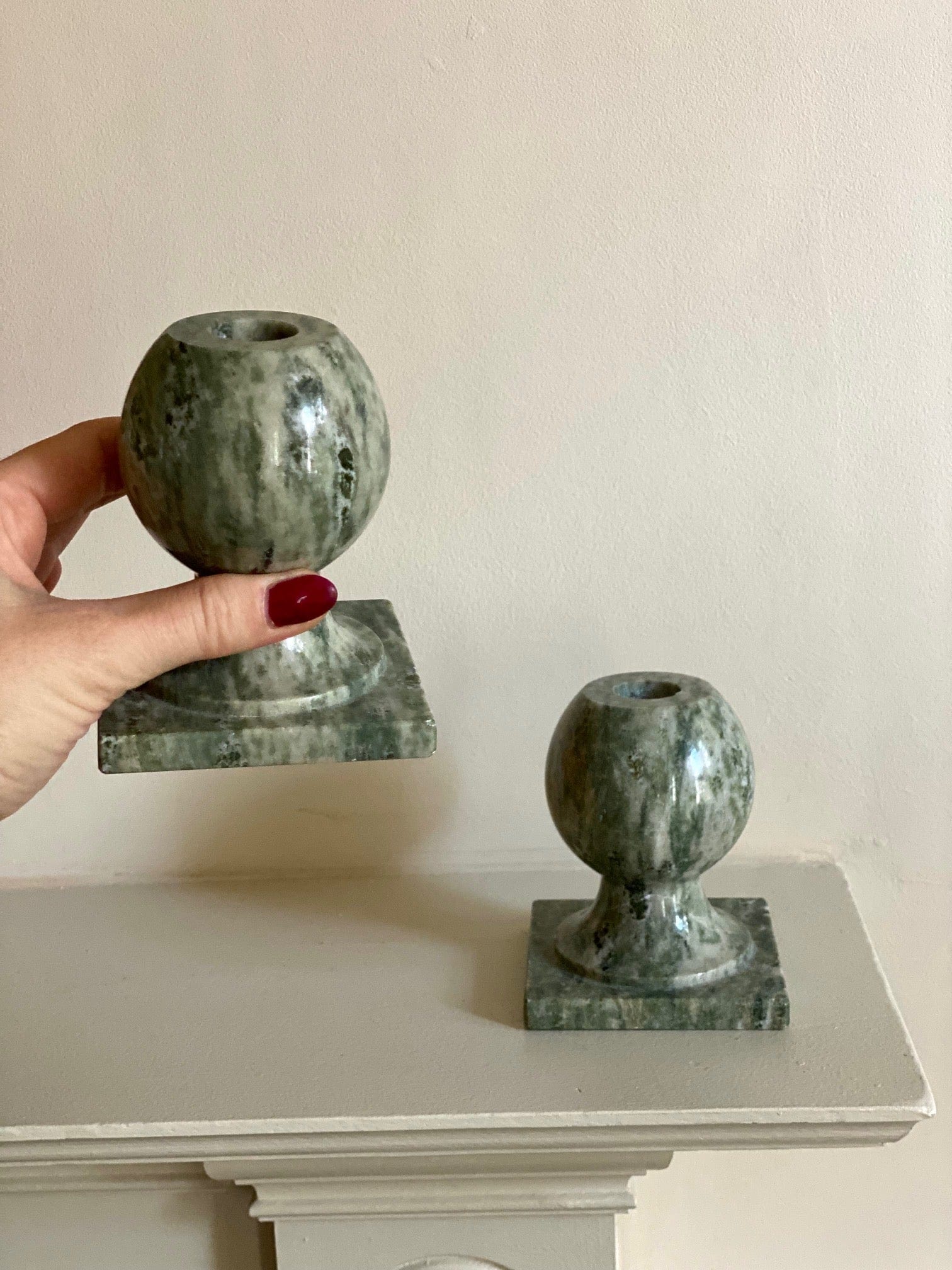 KEPT London Stock Pair of onyx candle holders