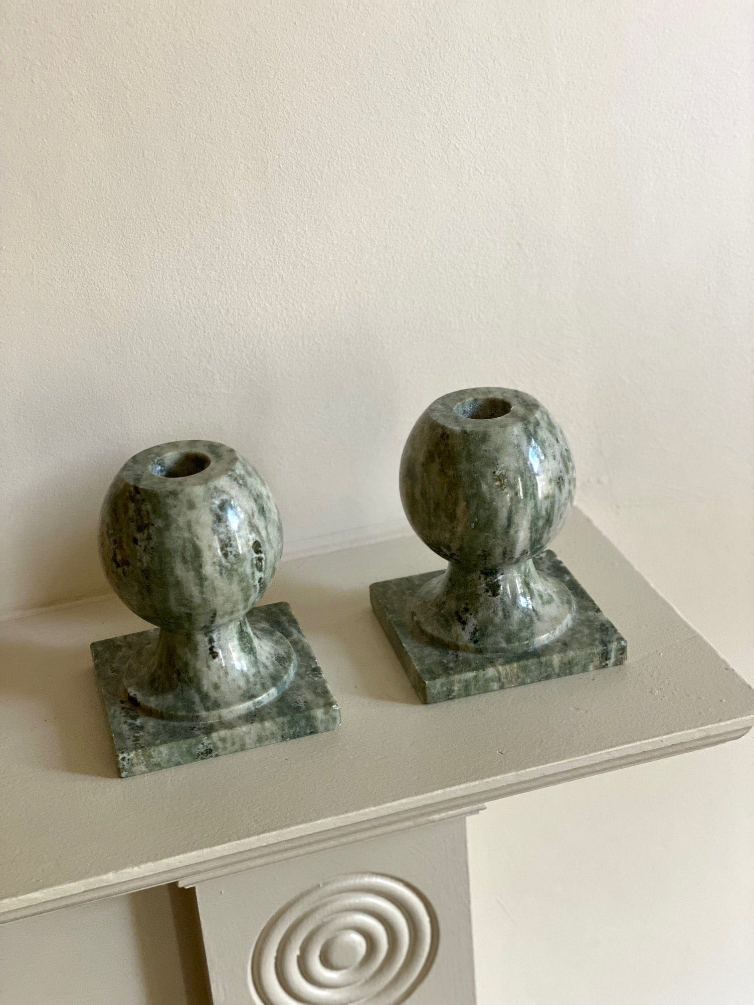 KEPT London Stock Pair of onyx candle holders