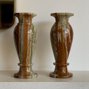 KEPT London Stock Pair of onyx marbled vases