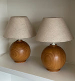 Load image into Gallery viewer, KEPT London Pair of pine round table lamps
