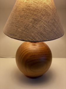 KEPT London Pair of pine round table lamps