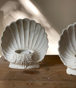 KEPT London Stock Pair of plaster cast shell candle holders