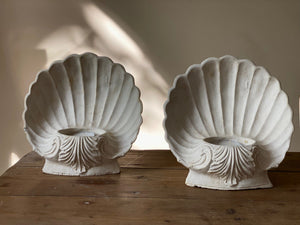 KEPT London Stock Pair of plaster cast shell candle holders