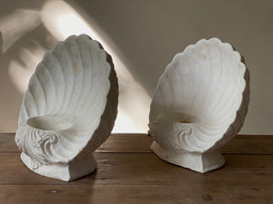 KEPT London Stock Pair of plaster cast shell candle holders