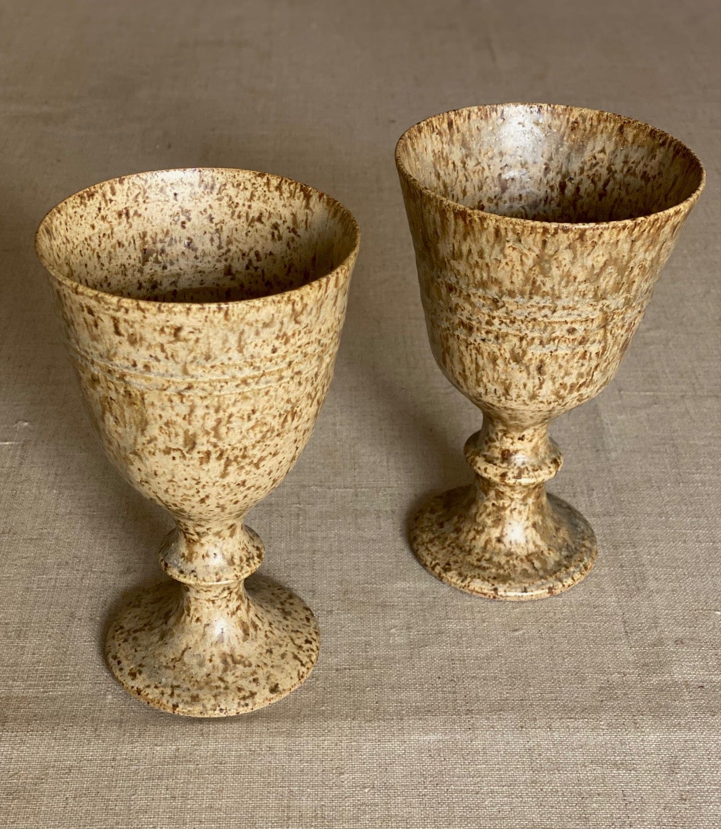 KEPT London Stock Pair of pottery goblets