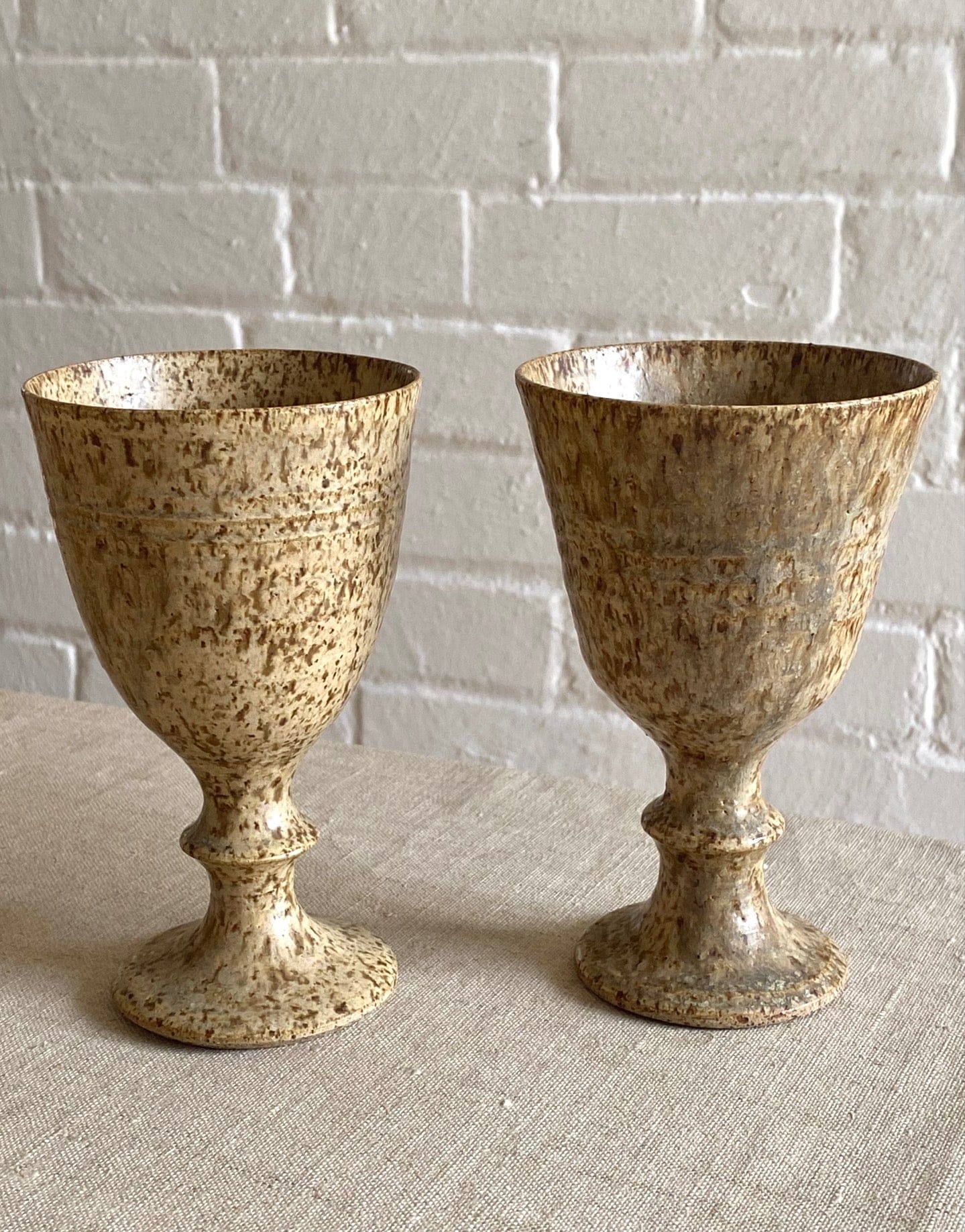 KEPT London Stock Pair of pottery goblets