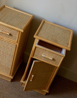 Load image into Gallery viewer, KEPT London Stock Pair of rattan bedside tables
