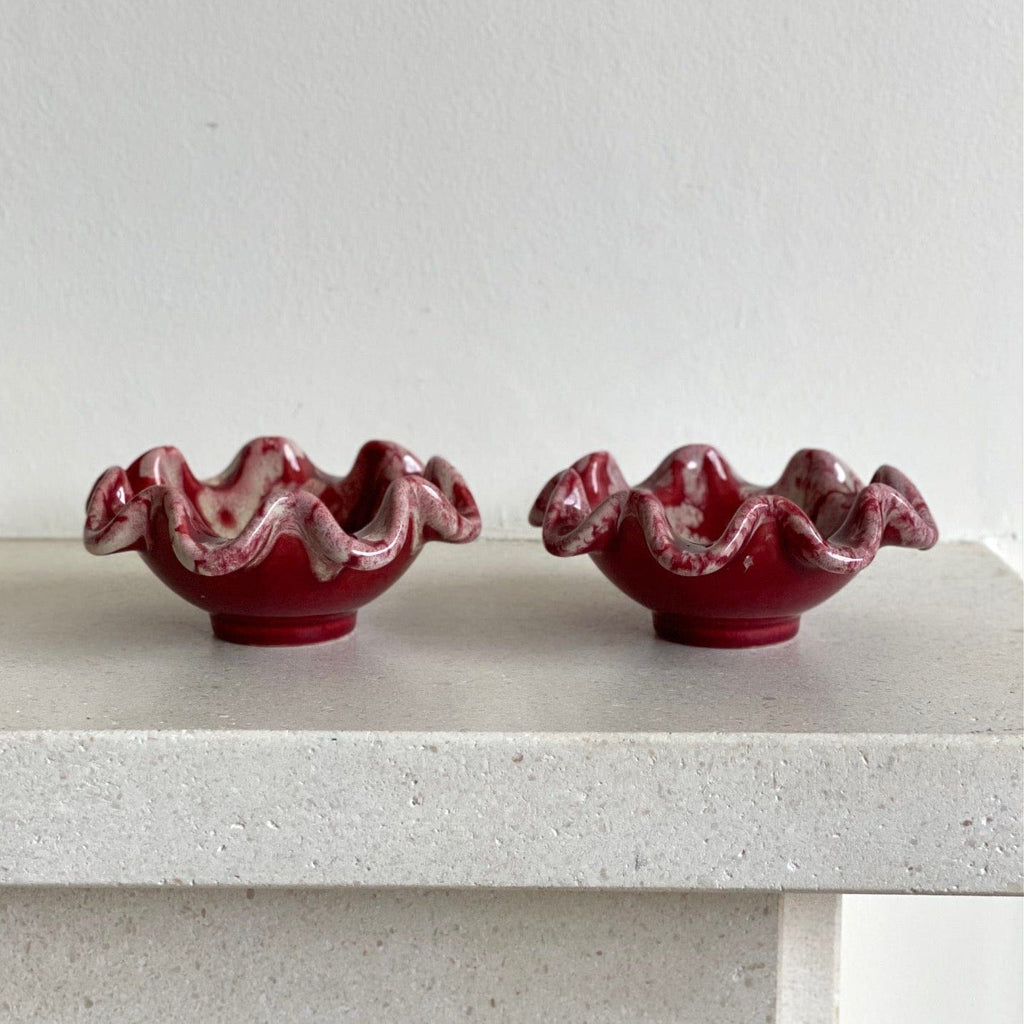 KEPT London Stock Pair of red Wade dishes