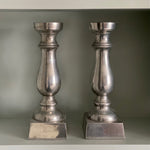 Load image into Gallery viewer, KEPT London Pair of silver metal candlesticks

