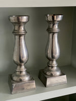 Load image into Gallery viewer, KEPT London Pair of silver metal candlesticks
