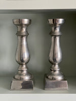 Load image into Gallery viewer, KEPT London Pair of silver metal candlesticks
