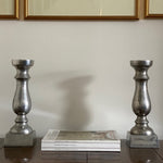 Load image into Gallery viewer, KEPT London Pair of silver metal candlesticks
