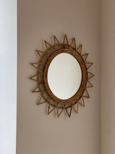 KEPT London Stock Pair of sunburst bamboo mirrors