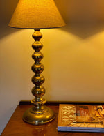 Load image into Gallery viewer, KEPT London Stock Pair of tall brass bobbin table lamps
