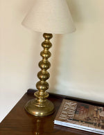 Load image into Gallery viewer, KEPT London Stock Pair of tall brass bobbin table lamps
