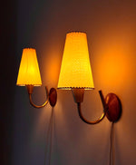 Load image into Gallery viewer, KEPT London Stock Pair of teak and brass wall lights
