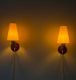 Load image into Gallery viewer, KEPT London Stock Pair of teak and brass wall lights
