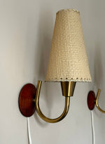 Load image into Gallery viewer, KEPT London Stock Pair of teak and brass wall lights
