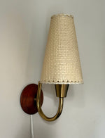 Load image into Gallery viewer, KEPT London Stock Pair of teak and brass wall lights
