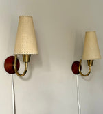 Load image into Gallery viewer, KEPT London Stock Pair of teak and brass wall lights
