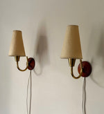 Load image into Gallery viewer, KEPT London Stock Pair of teak and brass wall lights
