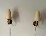 Load image into Gallery viewer, KEPT London Stock Pair of teak and brass wall lights
